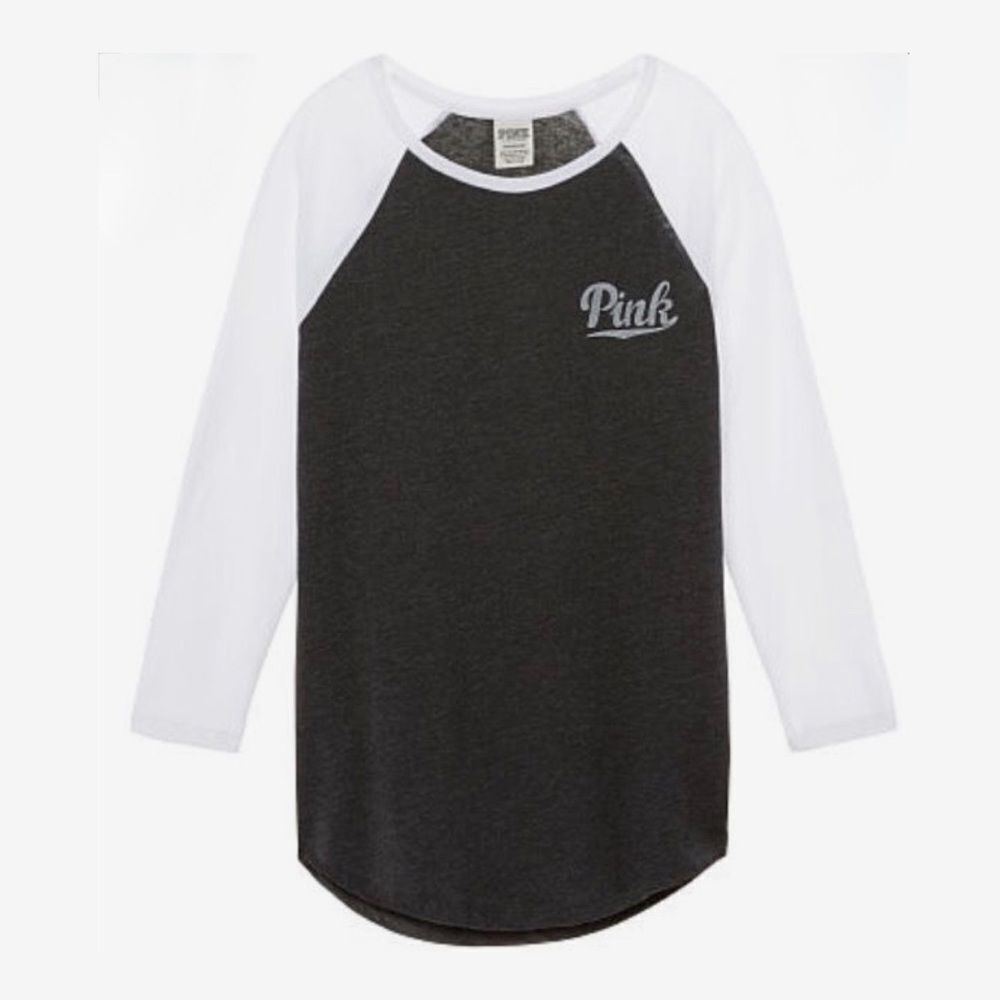 Victoria’s Secret PINK 3/4 Length Sleeve Campus Baseball Tee XS